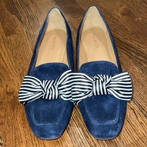 Talbots Stella Blue White Bow Suede Loafers